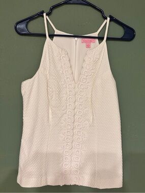 Lilly Pulitzer White Embroidered Halter V-Neck Camisole